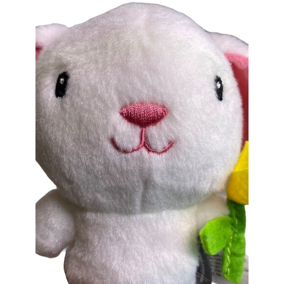 HALLMARK Bunny Rabbit Plush Holding Flower Stuffed Animal 5" Pink White - Picture 9 of 13
